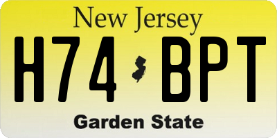 NJ license plate H74BPT