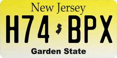 NJ license plate H74BPX