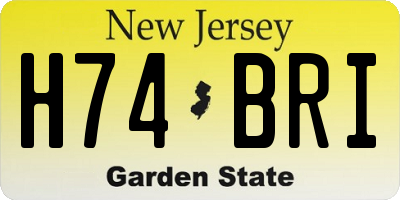 NJ license plate H74BRI