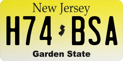 NJ license plate H74BSA