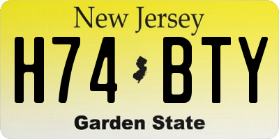 NJ license plate H74BTY
