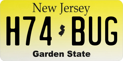 NJ license plate H74BUG