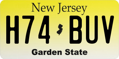 NJ license plate H74BUV