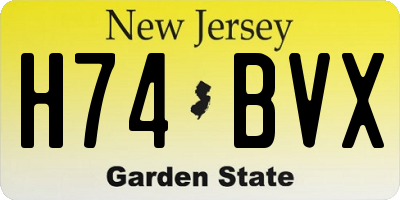 NJ license plate H74BVX