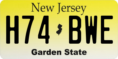NJ license plate H74BWE