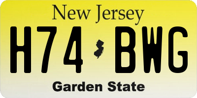 NJ license plate H74BWG