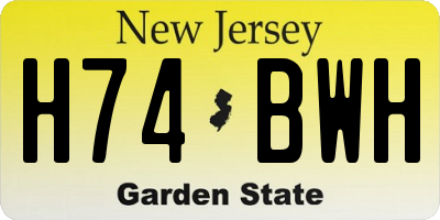NJ license plate H74BWH