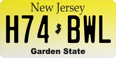NJ license plate H74BWL