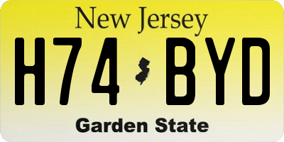 NJ license plate H74BYD