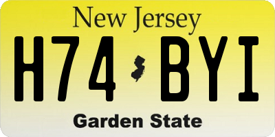 NJ license plate H74BYI