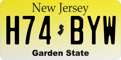 NJ license plate H74BYW