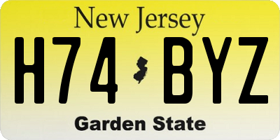 NJ license plate H74BYZ