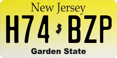 NJ license plate H74BZP