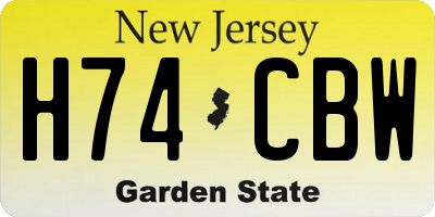 NJ license plate H74CBW