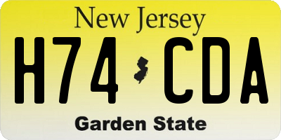 NJ license plate H74CDA