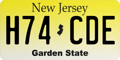 NJ license plate H74CDE