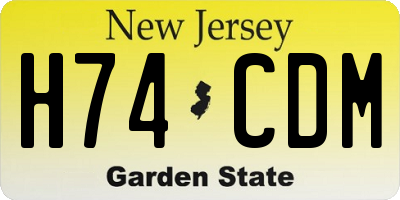 NJ license plate H74CDM