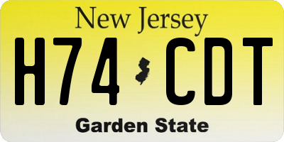 NJ license plate H74CDT