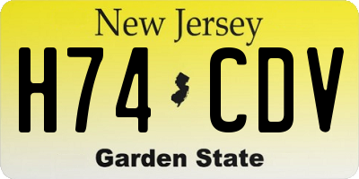 NJ license plate H74CDV