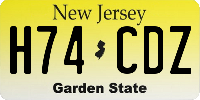 NJ license plate H74CDZ