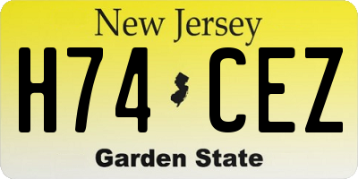 NJ license plate H74CEZ