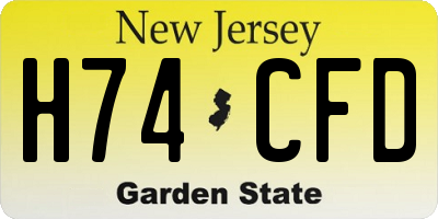 NJ license plate H74CFD
