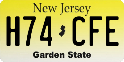 NJ license plate H74CFE