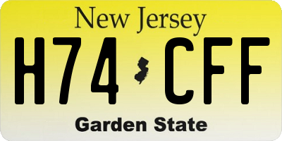 NJ license plate H74CFF