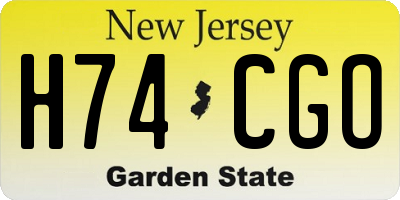 NJ license plate H74CGO