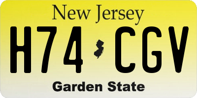 NJ license plate H74CGV