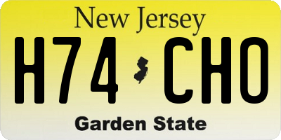 NJ license plate H74CHO