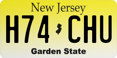 NJ license plate H74CHU
