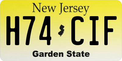 NJ license plate H74CIF
