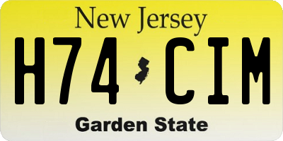 NJ license plate H74CIM