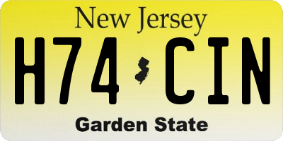 NJ license plate H74CIN
