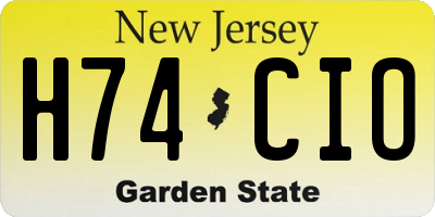 NJ license plate H74CIO