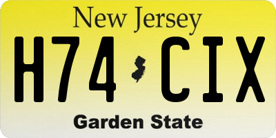 NJ license plate H74CIX
