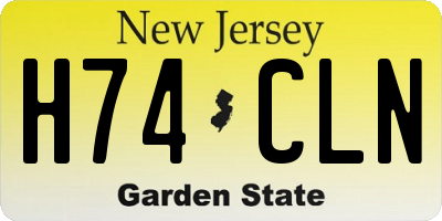 NJ license plate H74CLN