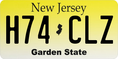 NJ license plate H74CLZ