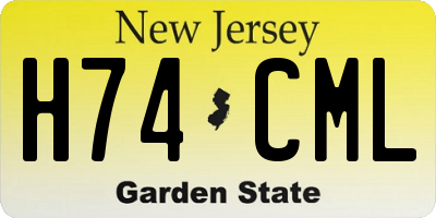 NJ license plate H74CML