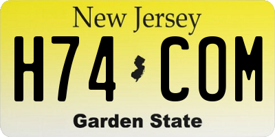 NJ license plate H74COM