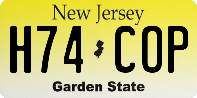 NJ license plate H74COP