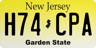 NJ license plate H74CPA