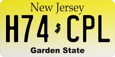 NJ license plate H74CPL