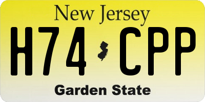 NJ license plate H74CPP