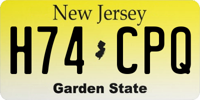 NJ license plate H74CPQ
