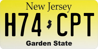 NJ license plate H74CPT