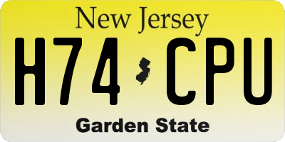 NJ license plate H74CPU