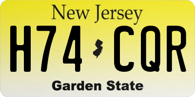NJ license plate H74CQR