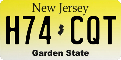 NJ license plate H74CQT